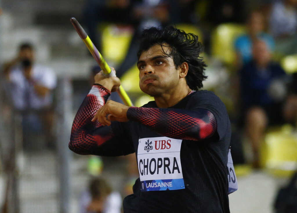 Neeraj Chopra in the action at daimond league 